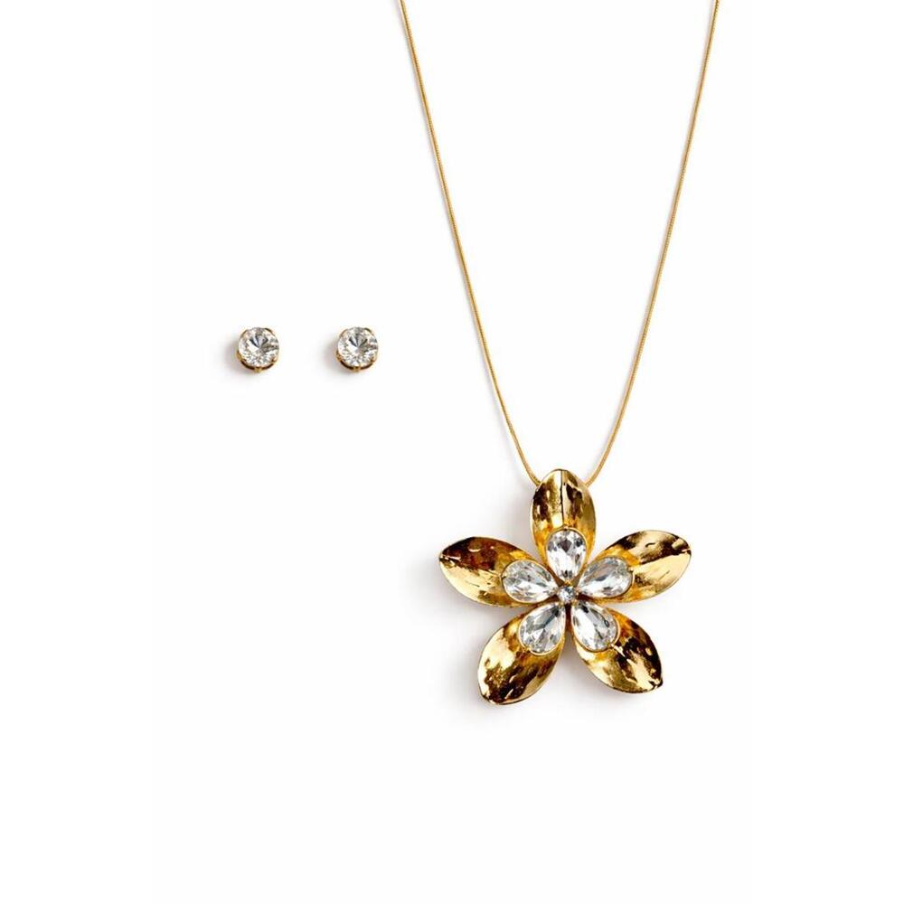NWT nOir Jewelry Floral Necklace with Earrings Set - Picture 1 of 4